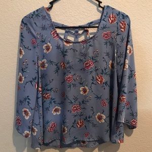 Pink Rose Floral Blouse Size Small